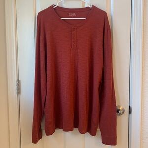 Vince Men’s Henley Knit Thin Shirt Red Large 100% Cotton Flawed